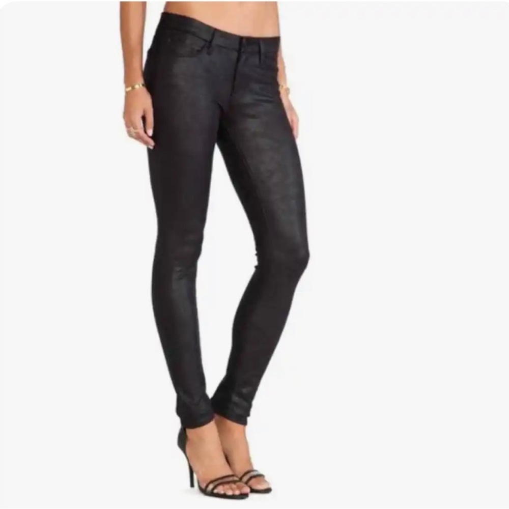 MOTHER Black Skinny Coated Jeans